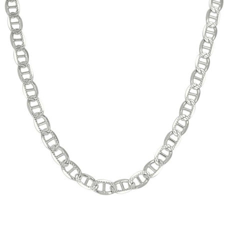 925 Sterling Silver Solid Pave Classic Mariner Silver Chain 100 4mm