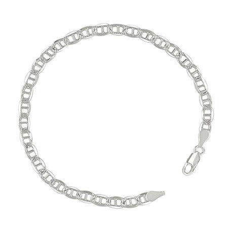 925 Sterling Silver Solid Pave Classic Mariner Silver Chain 100 4mm