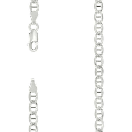 925 Sterling Silver Solid Pave Classic Mariner Silver Chain 100 4mm