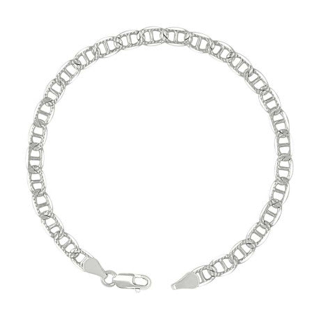 925 Sterling Silver Solid Pave Classic Mariner Silver Chain 120 5mm