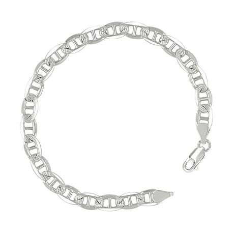 925 Sterling Silver Solid Pave Classic Mariner Silver Chain 150 6mm