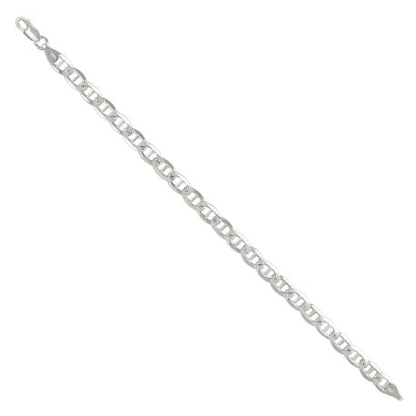 925 Sterling Silver Solid Pave Classic Mariner Silver Chain 150 6mm