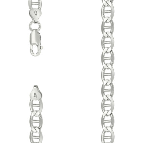 925 Sterling Silver Solid Classic Mariner Silver Chain 180 7mm