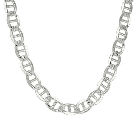 925 Sterling Silver Solid Pave Classic Mariner Silver Chain 180 7mm