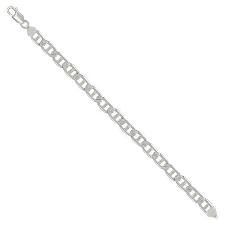 925 Sterling Silver Solid Pave Classic Mariner Silver Chain 200 8mm