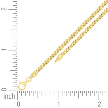925 Silver Solid Franco Chain Yellow 230 2.5mm