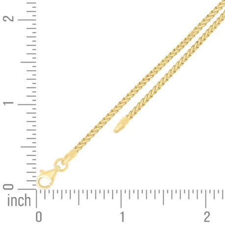 925 Silver Solid Franco Chain Yellow 180 2mm