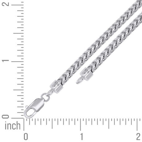 925 Silver Solid Franco Chain Rhodium 370 3.7mm