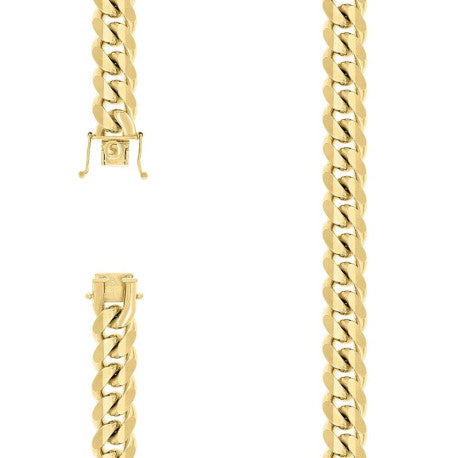925 Sterling Silver Solid Miami Cuban Chain Yellow 350 11.8mm