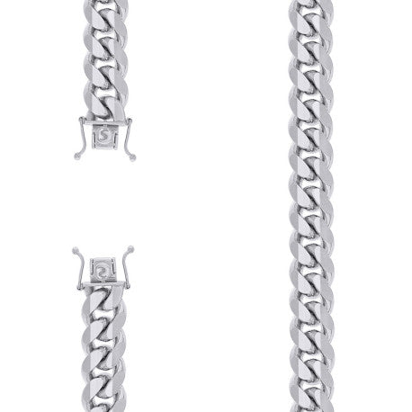 925 Sterling Silver Solid Miami Cuban Chain Rhodium 400 12.8mm