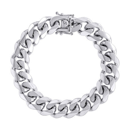 925 Sterling Silver Solid Miami Cuban Chain Rhodium 400 12.8mm