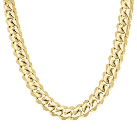 925 Sterling Silver Solid Miami Cuban Chain Yellow 450 14.5mm