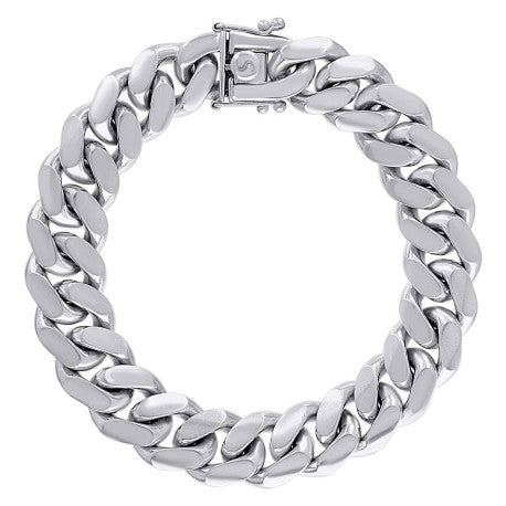 925 Sterling Silver Solid Miami Cuban Chain Rhodium 450 14.5mm