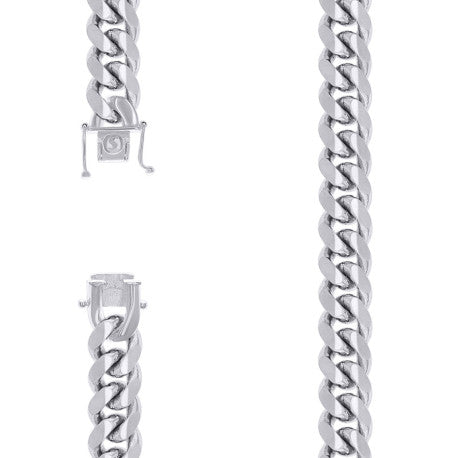 925 Sterling Silver Solid Miami Cuban Chain Rhodium 450 14.5mm