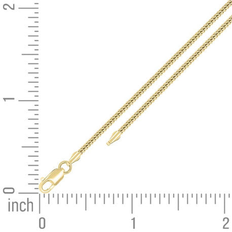 925 Sterling Silver Solid Miami Cuban Chain Yellow 060 2mm