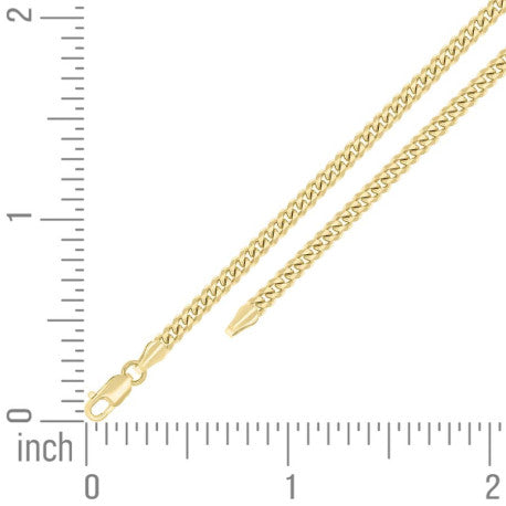 925 Sterling Silver Solid Miami Cuban Chain Yellow 100 3.5mm
