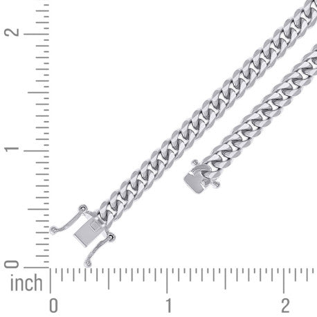 925 Sterling Silver Solid Miami Cuban Chain Rhodium 180 6.3mm