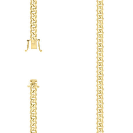 925 Sterling Silver Solid Miami Cuban Chain Yellow 180 6.3mm
