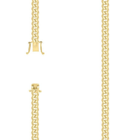 925 Sterling Silver Solid Miami Cuban Chain Yellow 180 6.3mm