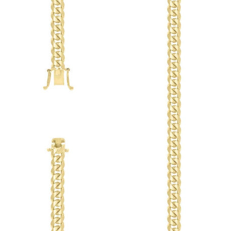 925 Sterling Silver Solid Miami Cuban Chain Yellow 200 7mm