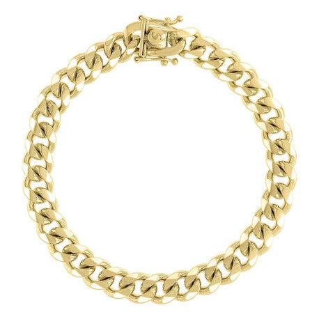 925 Sterling Silver Solid Miami Cuban Chain Yellow 250 8.4mm