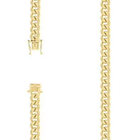 925 Sterling Silver Solid Miami Cuban Chain Yellow 250 8.4mm