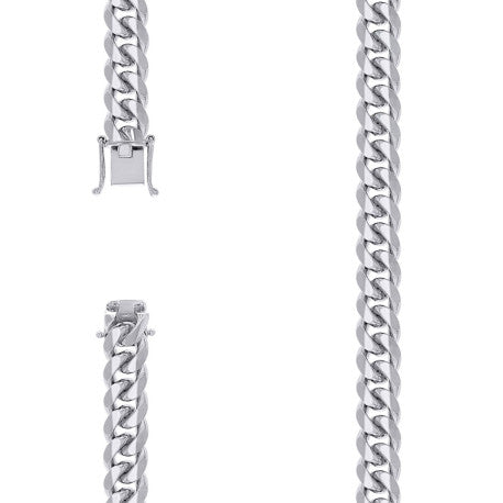 925 Sterling Silver Solid Miami Cuban Chain Rhodium 300 9.8mm