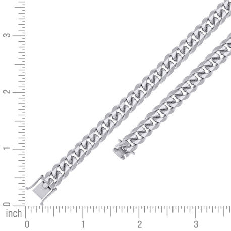925 Sterling Silver Solid Miami Cuban Chain Rhodium 300 9.8mm