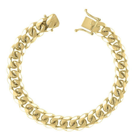 925 Sterling Silver Solid Miami Cuban Chain Yellow 300 9.8mm