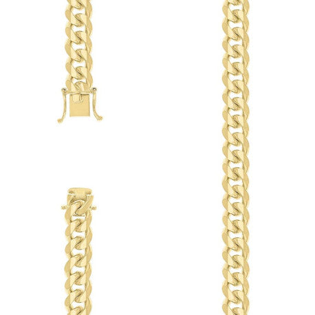 925 Sterling Silver Solid Miami Cuban Chain Yellow 300 9.8mm
