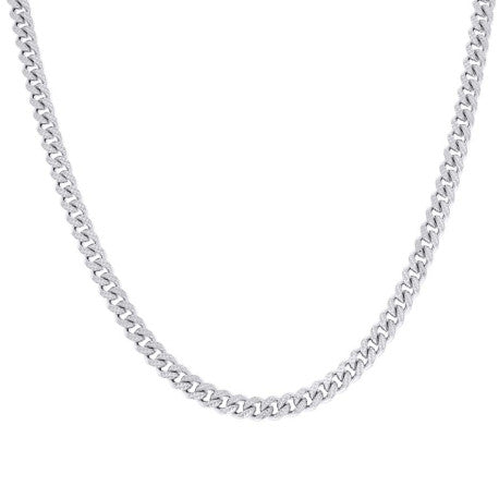 925 Sterling Silver Solid Miami Cuban Pyramid Chain Rhodium 180 6.3mm