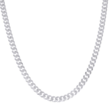 925 Sterling Silver Solid Miami Cuban Pyramid Chain Rhodium 200 7mm