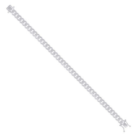 925 Sterling Silver Solid Miami Cuban Pyramid Chain Rhodium 200 7mm