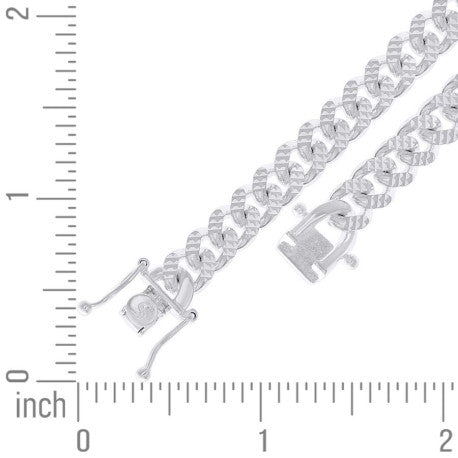 925 Sterling Silver Solid Miami Cuban Pyramid Chain Rhodium 200 7mm