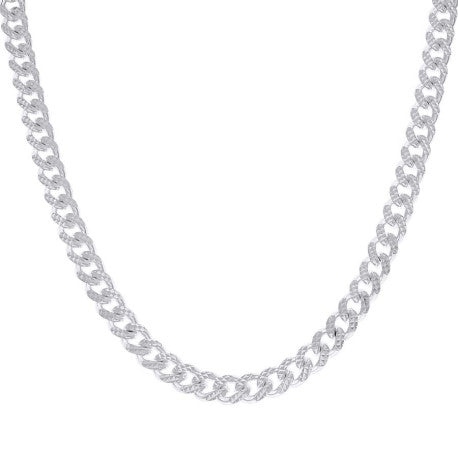 925 Sterling Silver Solid Miami Cuban Pyramid Chain Rhodium 250 8.4mm