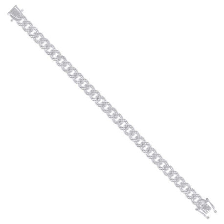 925 Sterling Silver Solid Miami Cuban Pyramid Chain Rhodium 250 8.4mm