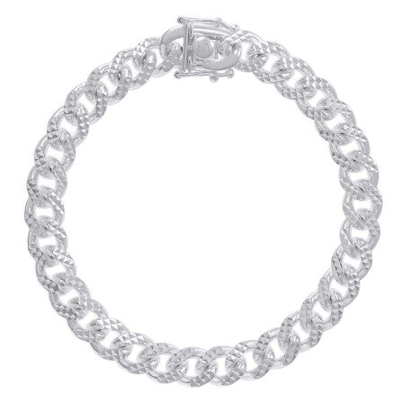 925 Sterling Silver Solid Miami Cuban Pyramid Chain Rhodium 250 8.4mm