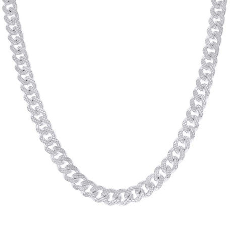 925 Sterling Silver Solid Miami Cuban Pyramid Chain Rhodium 300 9.8mm