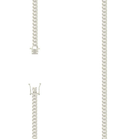 925 Sterling Silver Solid Miami Cuban Pyramid Chain Silver 150 4.9mm