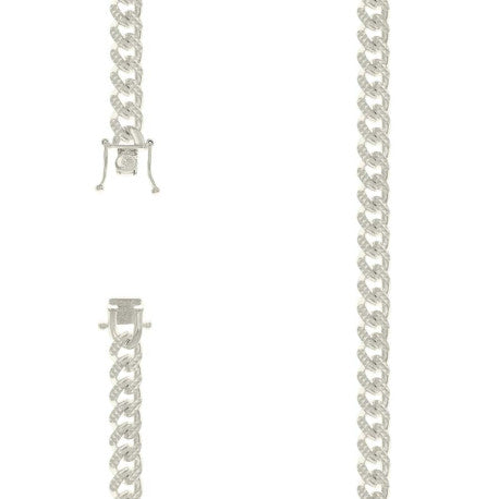 925 Sterling Silver Solid Miami Cuban Pyramid Chain Silver 250 8.4mm