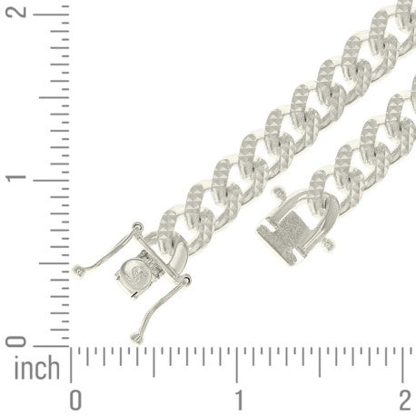 925 Sterling Silver Solid Miami Cuban Pyramid Chain Silver 250 8.4mm