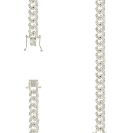 925 Sterling Silver Solid Miami Cuban Pyramid Chain Silver 300 9.8mm