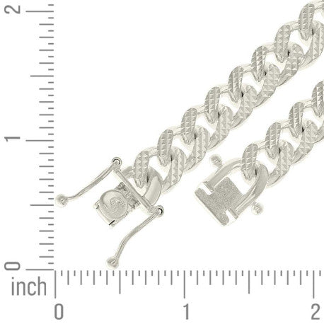 925 Sterling Silver Solid Miami Cuban Pyramid Chain Silver 300 9.8mm