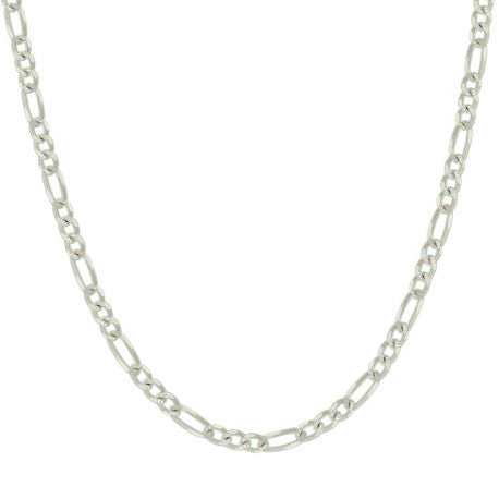 925 Sterling Silver Solid Pave Classic Figaro Silver Plated 080 3.0mm