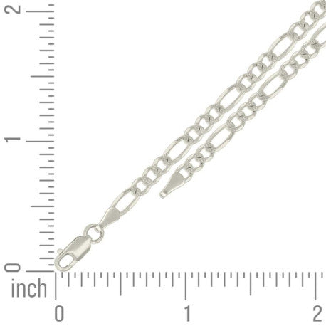 925 Sterling Silver Solid Pave Classic Figaro Silver Plated 100 4.0mm