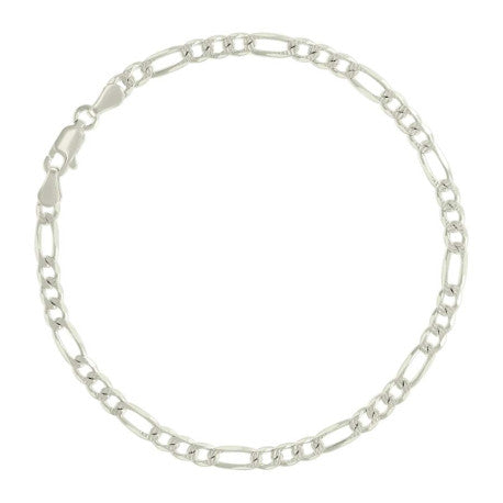 925 Sterling Silver Solid Pave Classic Figaro Silver Plated 100 4.0mm