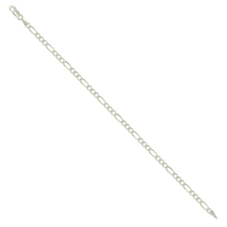 925 Sterling Silver Solid Pave Classic Figaro Silver Plated 100 4.0mm