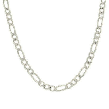925 Sterling Silver Solid Pave Classic Figaro Silver Plated 120 5.0mm