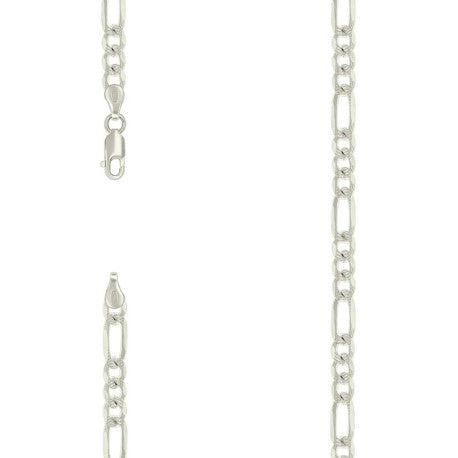 925 Sterling Silver Solid Pave Classic Figaro Silver Plated 150 6.0mm