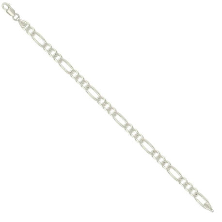 925 Sterling Silver Solid Pave Classic Figaro Silver Plated 150 6.0mm